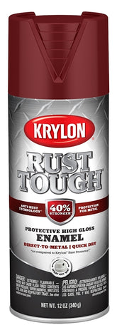 Krylon Rust Tough K09221008 Enamel Spray Paint, Gloss, Burgundy, 12 oz, Can
